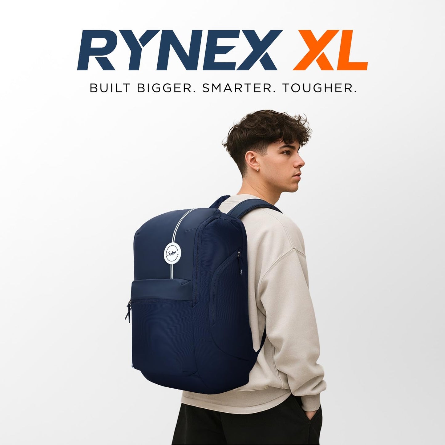 Skybags Rynex 01 XL Formal Backpack 32L with Laptop Compartment for Men & Women With Rain Cover,Smart Sleeve, Ergonomic Back & Shoulder Strap (Navy Blue)