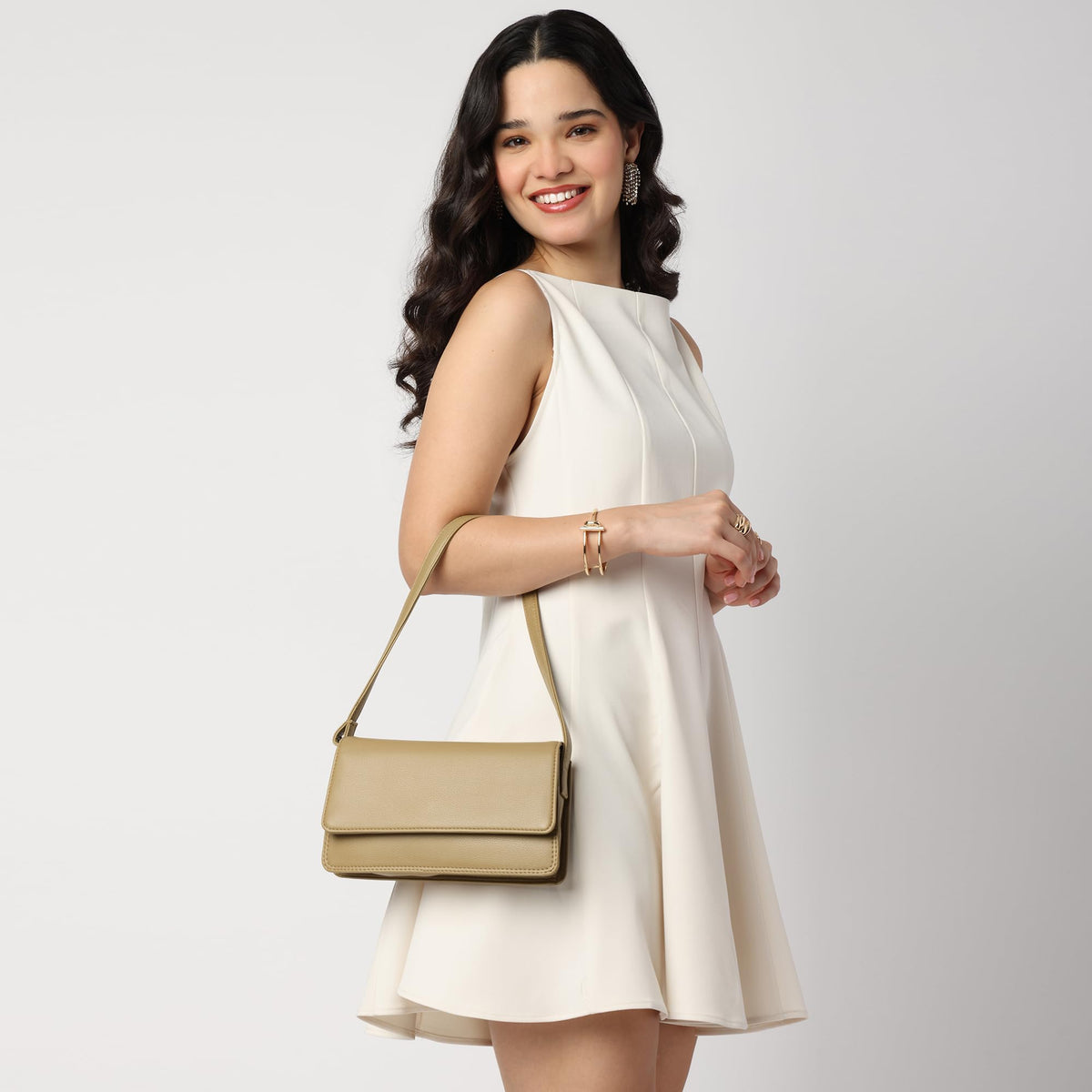 Fastrack Olive Flex Shoulder Bag | Faux-Leather Women’s Bag | Shoulder Bag For Casual Carry