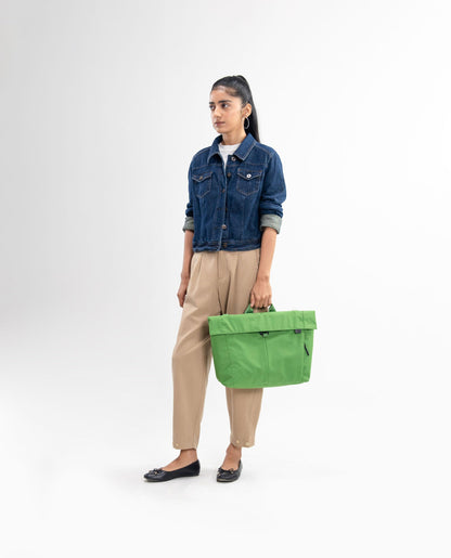 DailyObjects Pivot Messenger Bag (13L) for Men and Women|Fits 13/14" Laptop/Macbook Pro/Air|Lightweight|Water Resistant|Stylish Crossbody|Office/Daily Use/Travel|Multi Pocket|Adjustable Strap (Green)