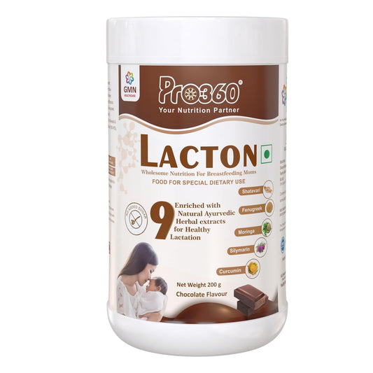 Pro360 Lacton Protein Powder for Breastfeeding, Lactating Women - Lactation Support Supplement for Mother with Herbal Extracts - Helps to Increase Breast Milk Supply - Chocolate Flavor, 200g