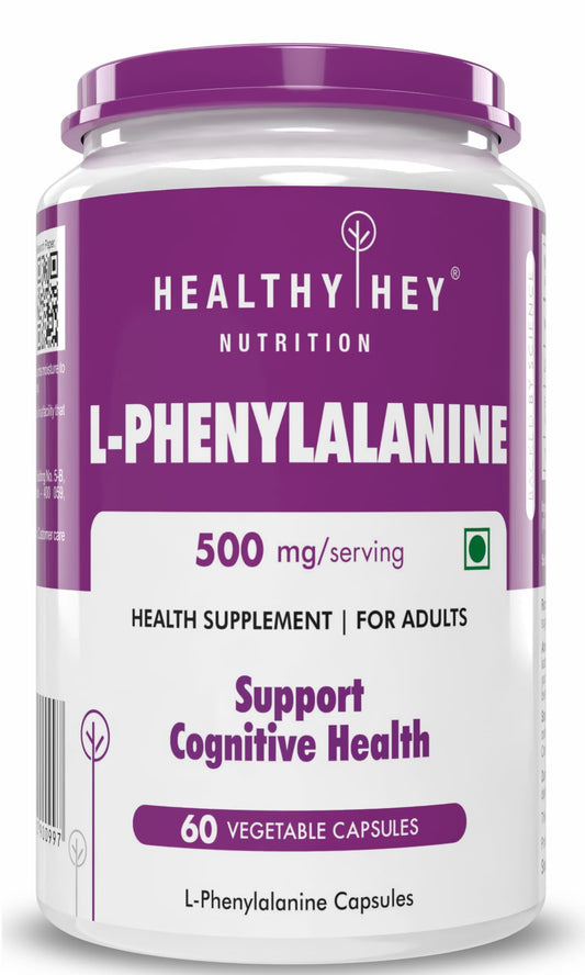 HealthyHey Nutrition L-Phenylalanine 60 Vegetarian Capsules - Gluten Free - Non GMO