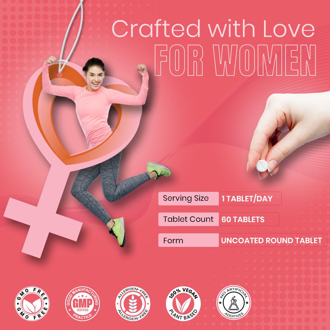 CUREFOREVER Multivitamin Tablets for Women with Vitamin C, Zinc & Biotin | Complete Multivitamin for Women’s Wellness | Supports Energy, Bone Health, Skin & Immunity | 60 Veg Tablets