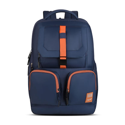 Skybags Hustle 15.6 Inch Compatible Laptop Backpack 31L | 3 Compartments with Flushed USB Ports (Type A & Type C) & Rain Cover | Side Bottle Pockets | Office & Travel Backpack for Men & Women (Navy)