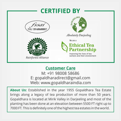 GOPALDHARA Darjeeling Premium First Flush Spring Mellow Gold Tea 125G Paper Box - Special FTGFOP1 Highest Elevation (7000Ft)