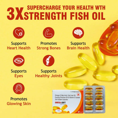 Knoll Healthcare Omega 3 Fish Oil 700 Mg For Men And Women Antioxidant & Energy,Stamina & Immunity & Maintains Bone & Joint Health,Fatty Acid,Epa 360 Mg Dha 240 Mg (3X Strips),3 Count,10 Capsules