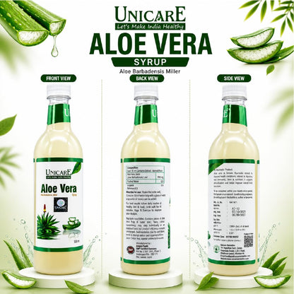 Unicare Aloe Vera Juice | Natural Detox Drink for Digestion & Liver Support | Boosts Immunity & Energy | Supports Skin & Hair Health | No Added Sugar, No Chemicals | 500ml (500 ml (Pack of 1))