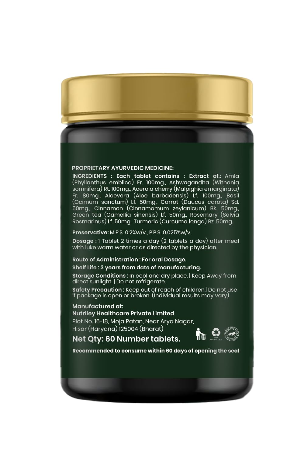 Amrithya Ageless-U Ayurvedic Healthy Aging Tablets for Men & Women | Amla Ashwagandha Turmeric Acerola Cherry Supplement | Skin Health Immunity & Vitality Support | 60 Count