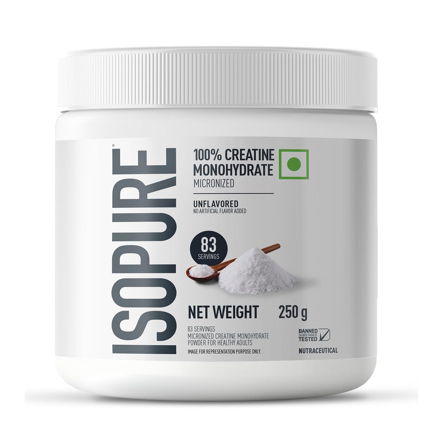 Isopure 100% Creatine Monohydrate Micronized, 250 G- 83 servings, Increase Lean Muscle Mass, Enhances Muscular Endurance,Powder
