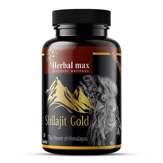 Herbal Max Himalayan Shilajit Gold – 800mg | 30 Capsules | With Ashwagandha, Safed Musli & More | Boosts Strength, Stamina, Energy & Immunity | Ayurvedic Supplement for Men