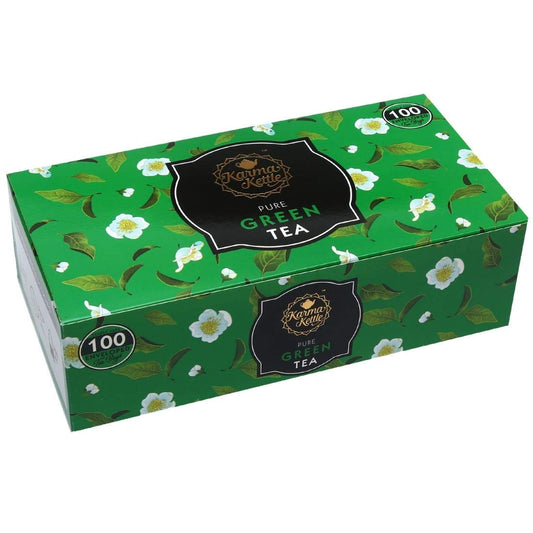 Karma Kettle | Green Tea |Unbleached and Staple-Free with Natural Flavorings | 100 Tea Bags
