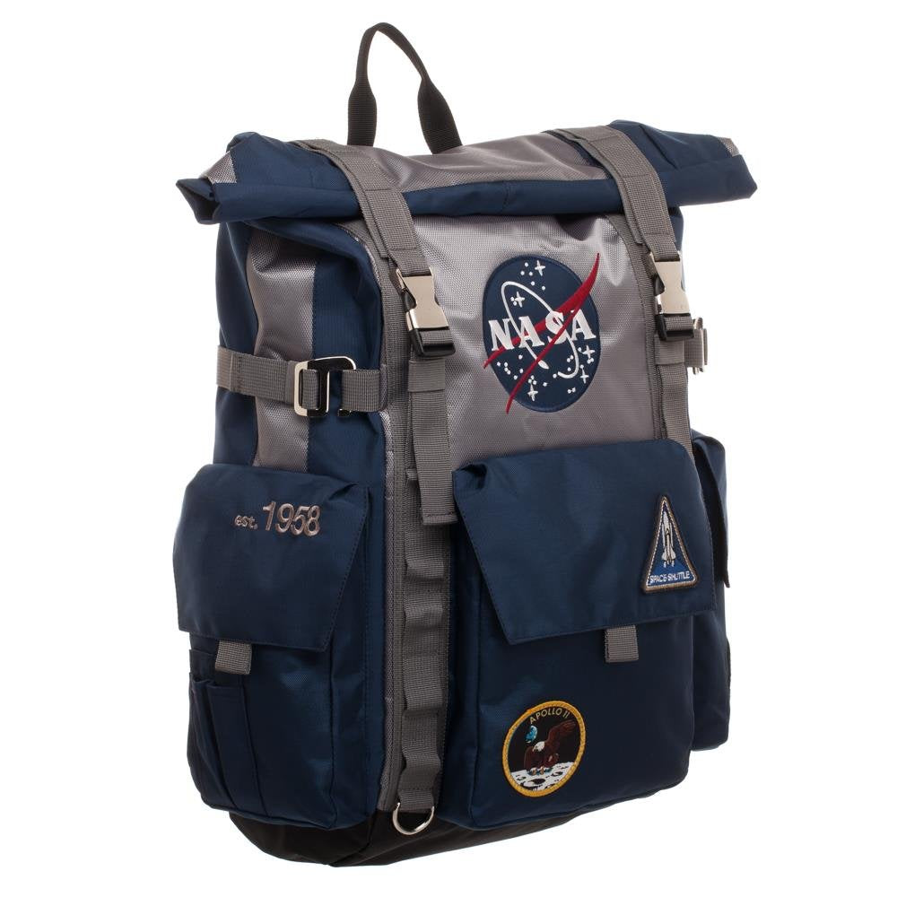 NASA Roll-Top Backpack - Blue and Grey Backpack