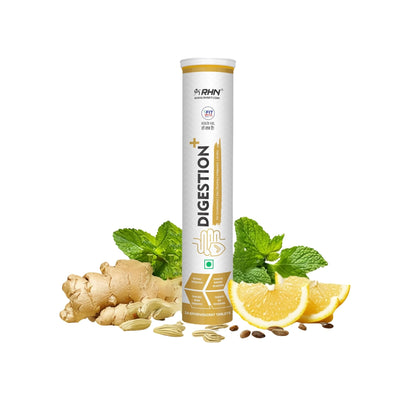 RHN Digestion Plus Enzymes & Probiotics Improves Gut Health, Relief from Bloating, Aids to Gas & Constipation, Support Immunity & Lactose Intolerance (20 Effervescent Tablets)