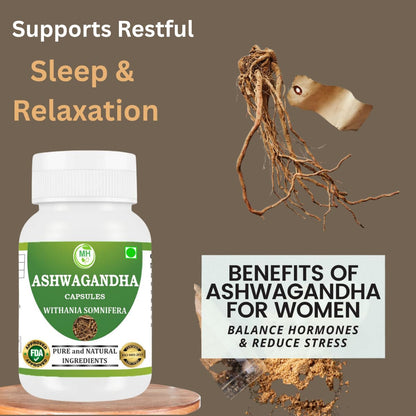 Morsan's Ashwagandha (Withania sominfera) Capsules, Pack of 4 x 60 x 500 mg. Veg. Capsules (4)