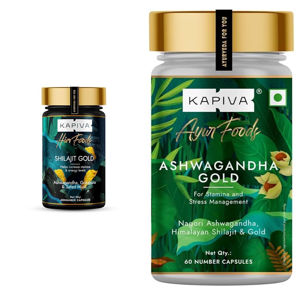 Kapiva Shilajit Gold 60 Capsules + Ashwagandha Gold 60 Capsules Combo