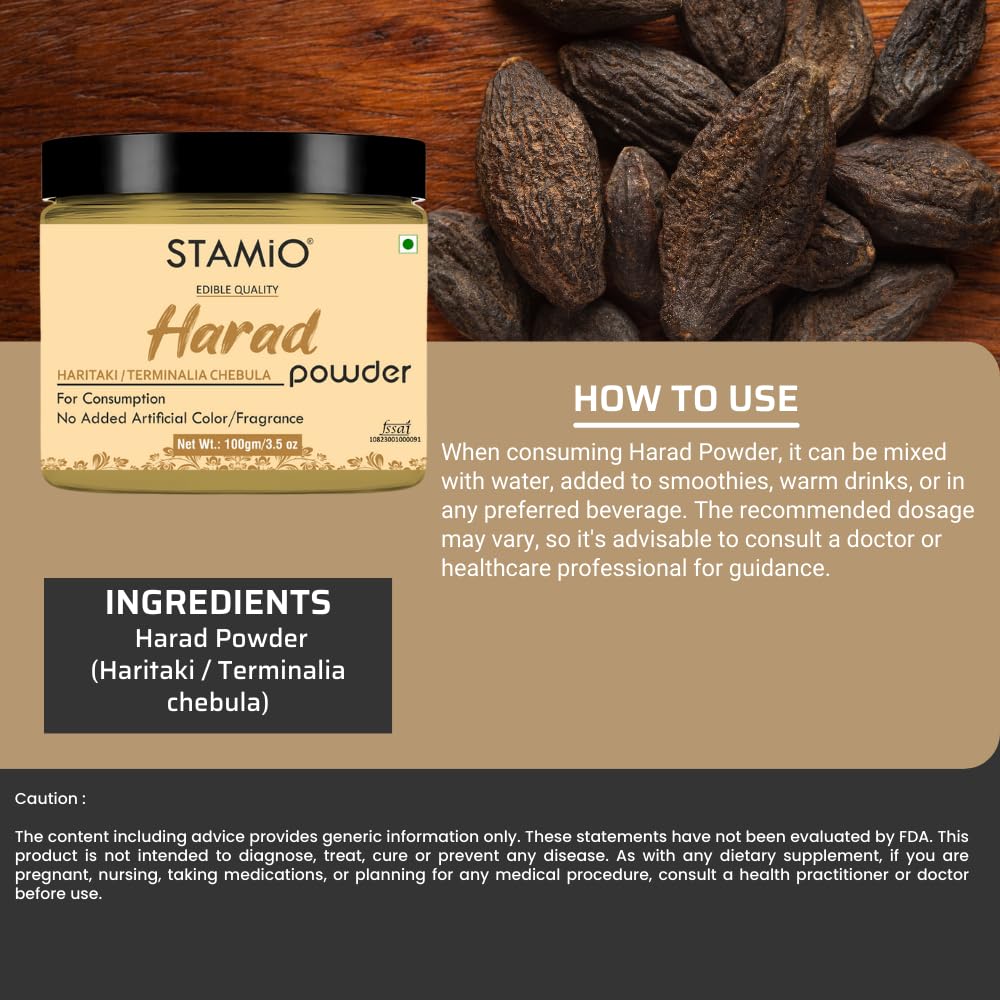 STAMIO Harad/Haritaki Powder 100 gm | Terminalia chebula | Kadukkai Pod- image 7