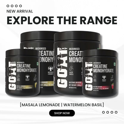 G.O.A.T Fit 100% Pure Micronized Creatine Monohydrate Powder | Superior Absorption, Monstrous Performance | For Improvement in Strength, Power, and Size (280gm - 75 Servings, Masala Lemonade)