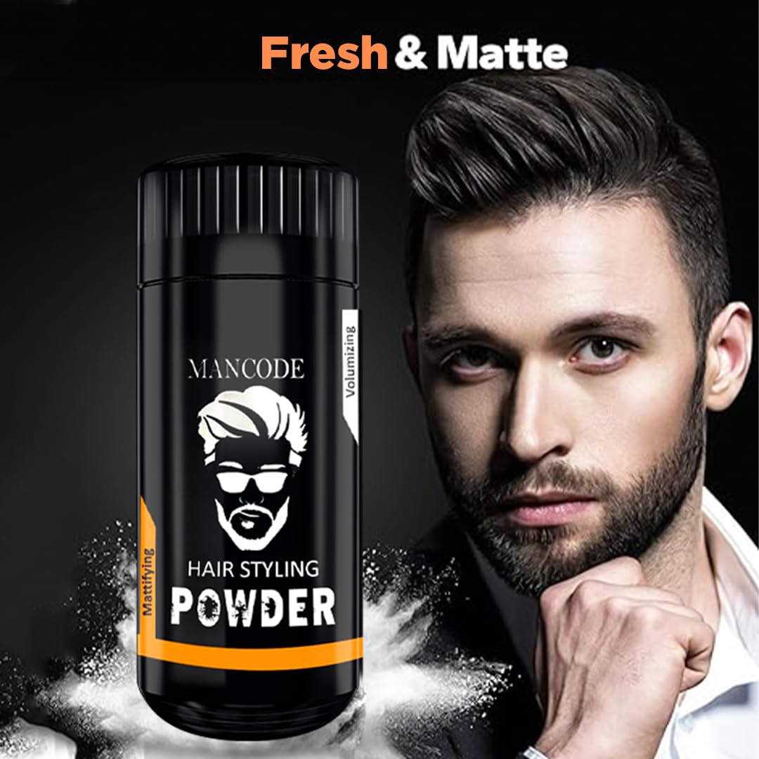 MAN CODE Hair Volumizing Powder Wax for Men, Hair Powder, Hair Wax Powder for Boys, Natural & Safe Hairstyling Powder, Strong Hold & Matte Finish, Zero Toxin Hair Styling Powder (20g)