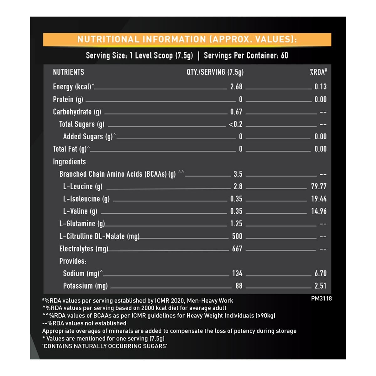 MuscleBlaze Bcaa Gold 8:1:1 Powder (Fruit Punch, 450G, 30 Servings) | W- image 6