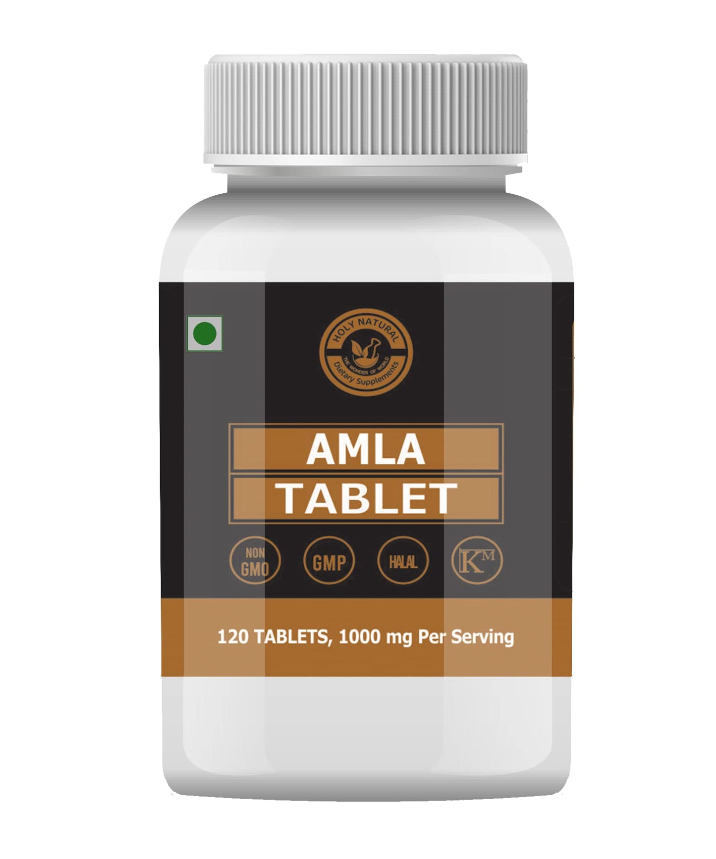 Holy Natural Amla Tablet - 120 tab | Indian Gooseberry, Amlakai | Dietary Supplement, Rich Source of Vitamin C | Help in Immunity Boost & Improve Digestion health