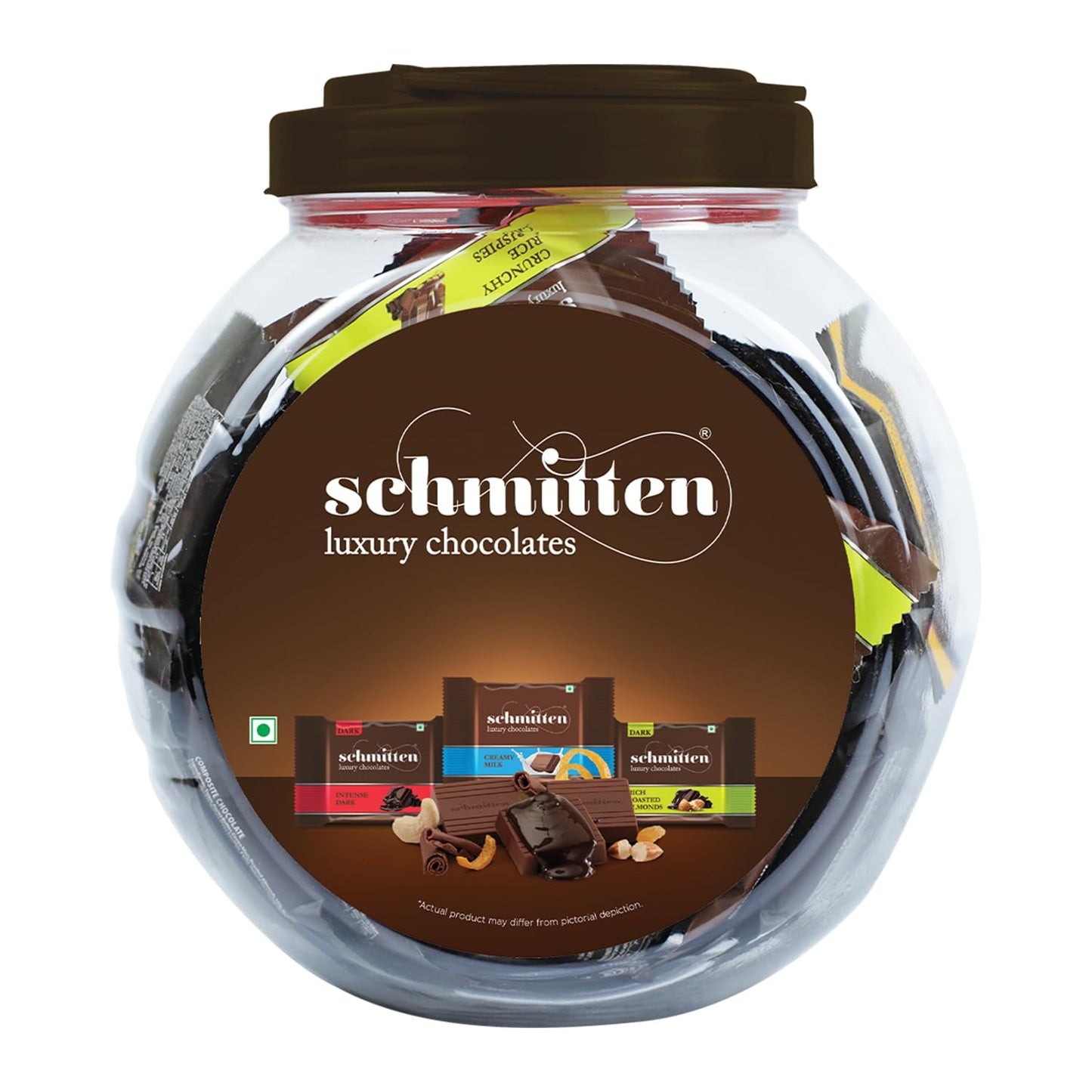 Schmitten Home Bites Assorted Dark and Milk Chocolates Minis, 480g Jar, Premium Selection
