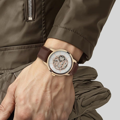 Titan Automatic Silver Dial Brown Leather Strap Watch for Men - NT90110- image 3