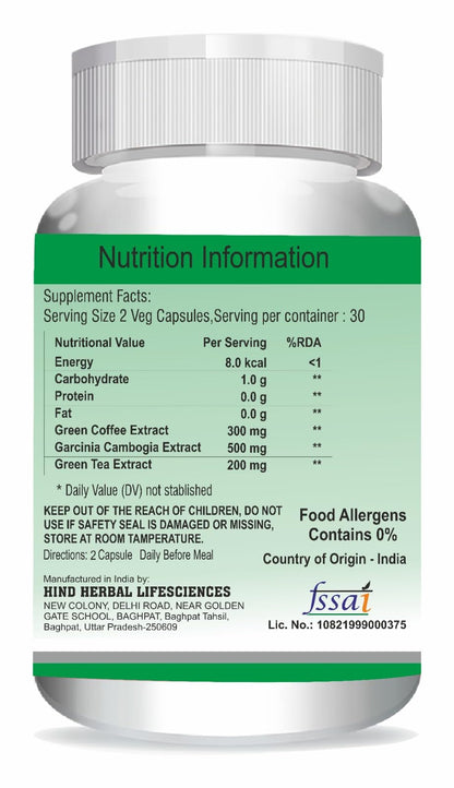 Sambhav Keto Fat Burner Capsules, 1000mg, Green Coffee Extract, Garcinia Cambogia, Green Tea Extract, Weight Management & Metabolism Support, 60 Capsules