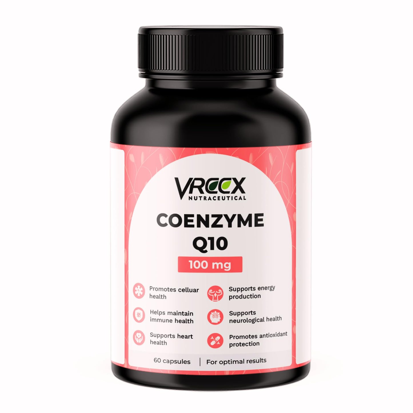 VREEX Coenzyme Q10 (CoQ10) 100 mg with Piperine, Supports Heart Health, Boost Energy Production and Antioxidant Protection- 60 Capsules (Pack of 2)