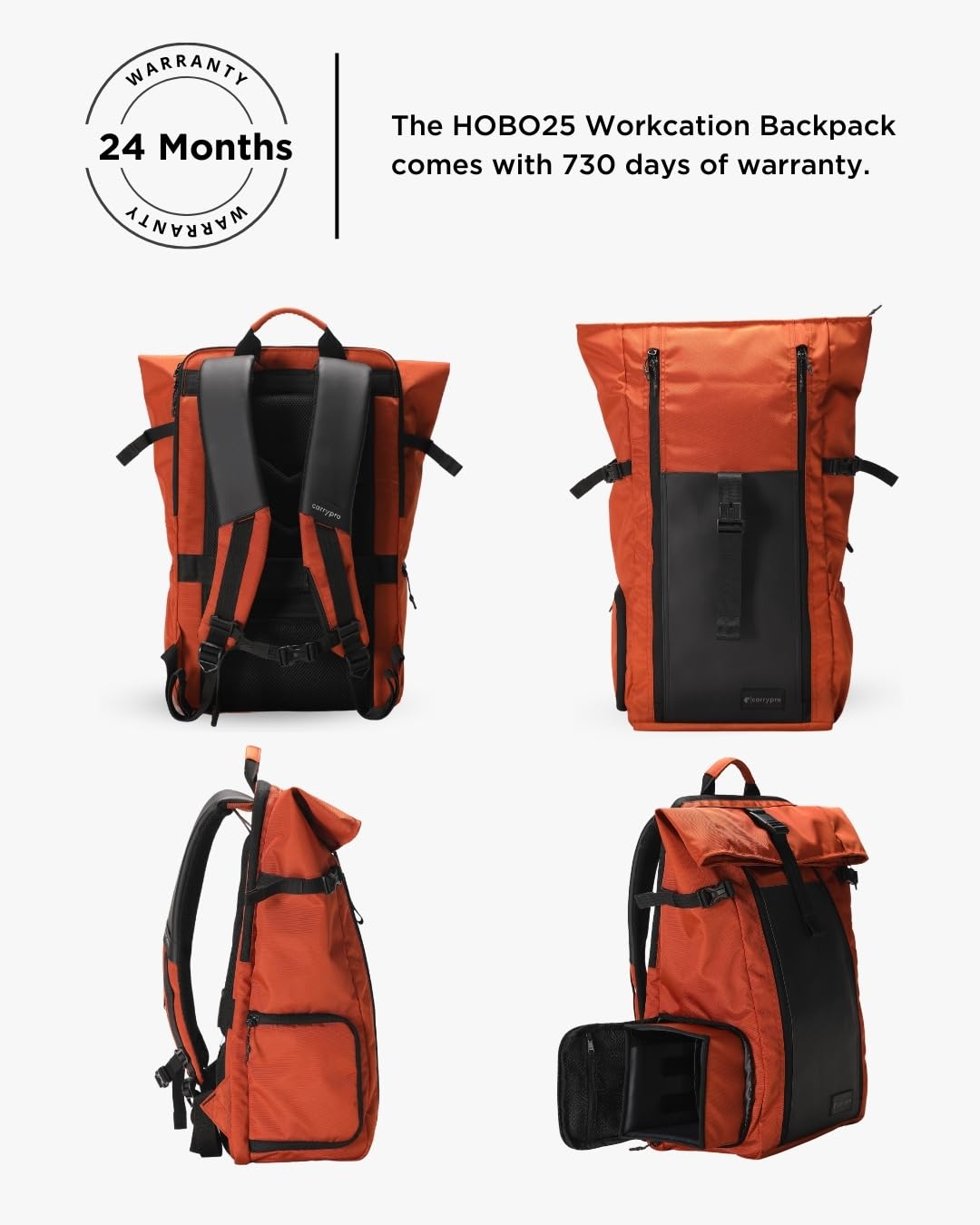CarryPro HOBO25 V3.0 (Rust Orange), Everyday Workation Laptop Backpack(- image 7
