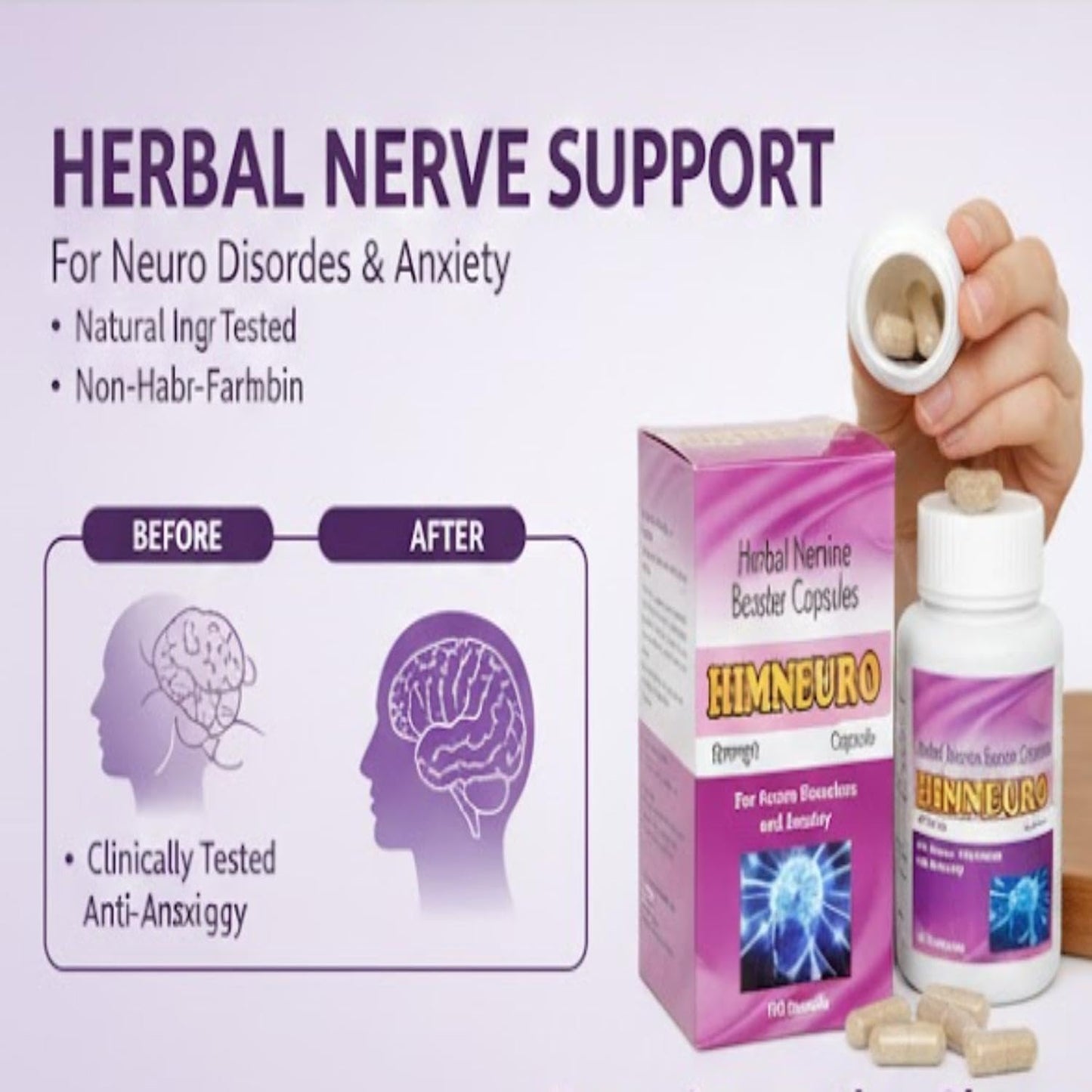 Himanshi Healthcare HIMNEURO Herbal Nerve Support Capsules | Ayurvedic Wellness Supplement for Stress & Nerve Health | 100 Capsules