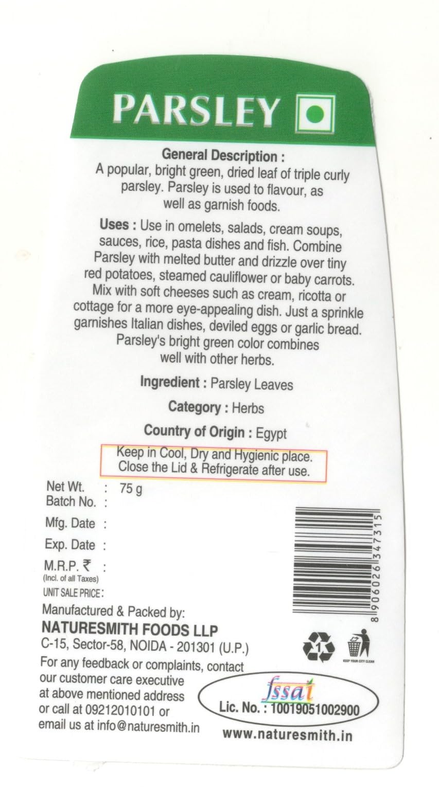 NATURESMITH PARSLEY-75g || READY TO USE BIG JAR ||