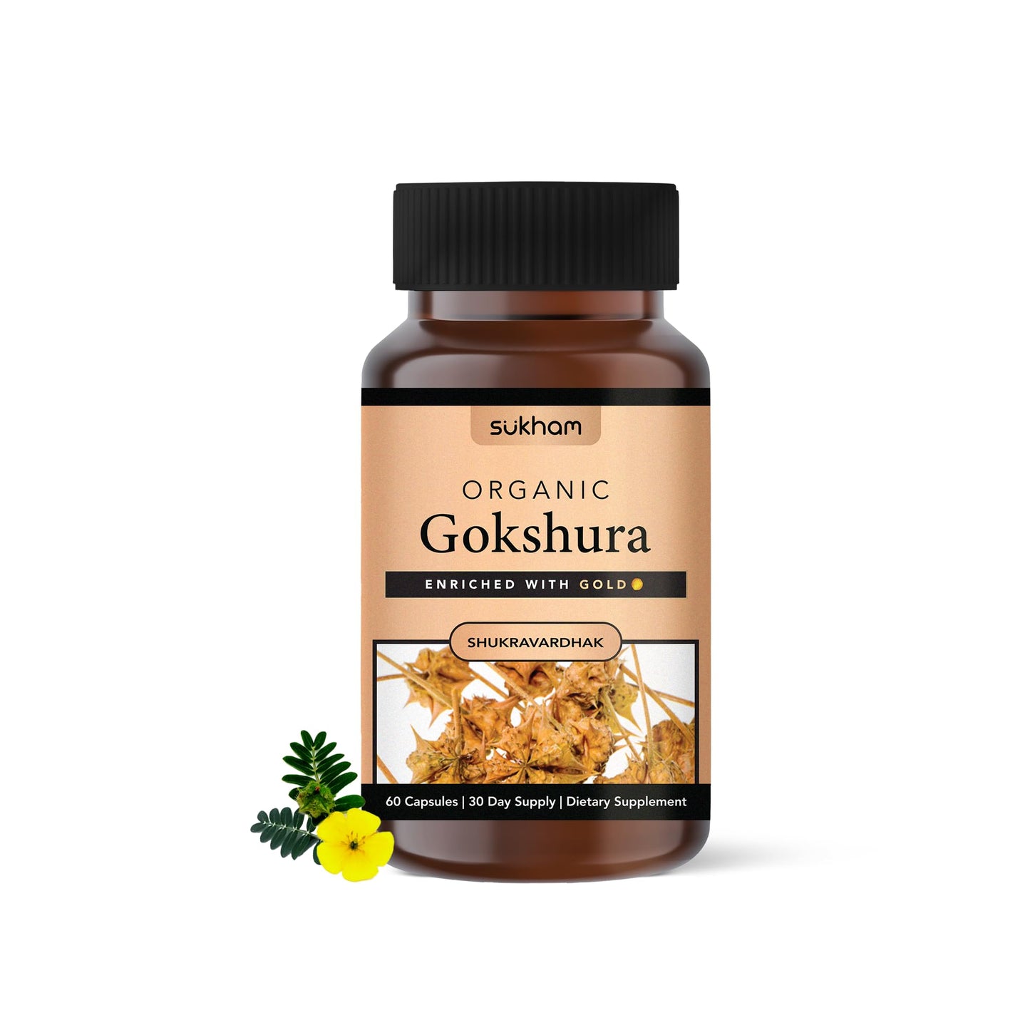 Sukham Gokshura/Tribulus Capsules | Processed using TTT-120 | 500 mg - 60 Capsules | Benefits include Better Strength, Stamina & Recovery | Ideal for Gym and Athletes