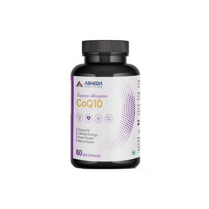 ABHEDA HEALTHCARE Coenzyme 10 - Coq10 Capsules | 200mg 60 Vegetarian Capsules - Supports Heart Health, Energy Production & Cellular Function