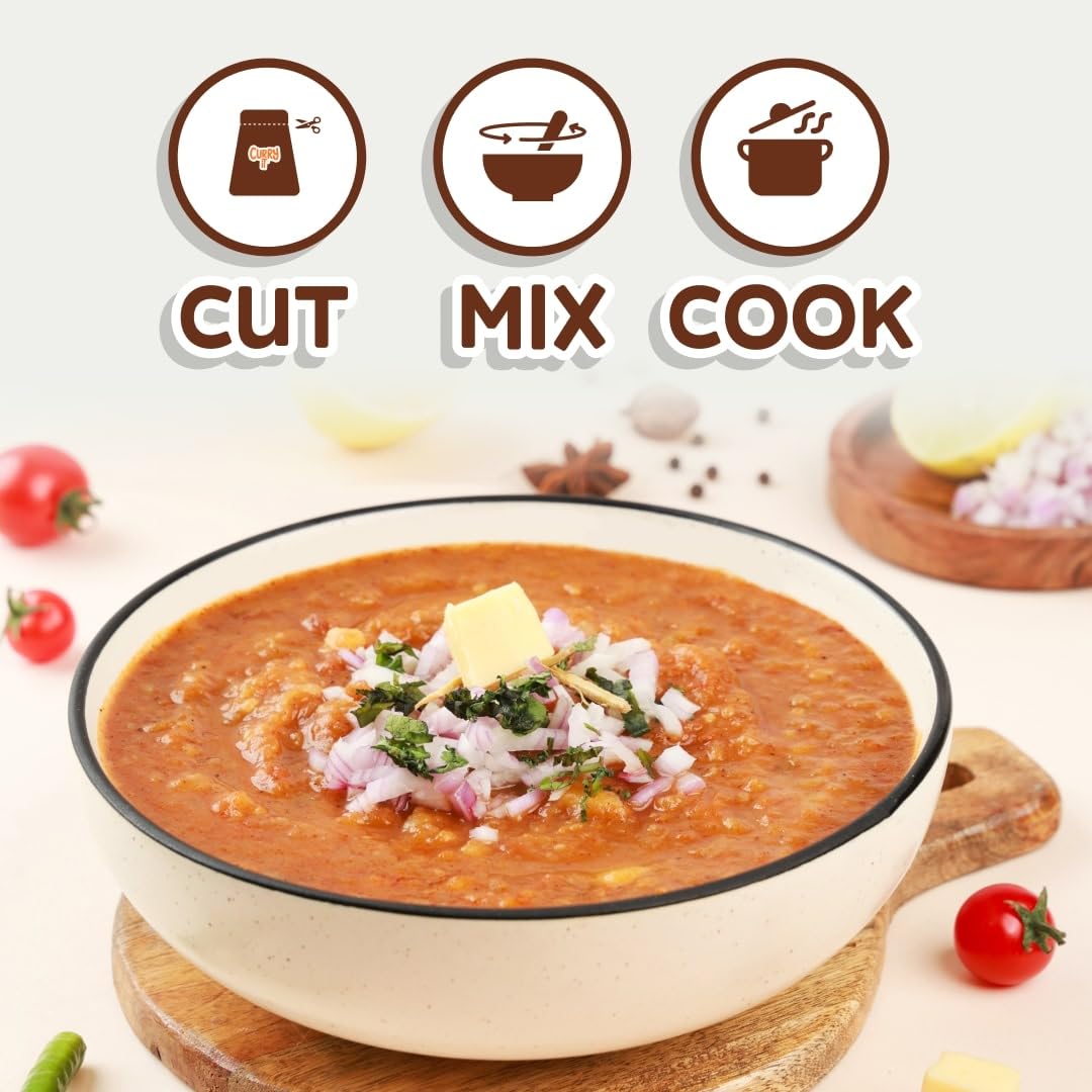 CURRYiT Instant Bombay Pav Bhaji Masala Curry Paste | Just Add Aloo (Potato) | Ready in 15-30 Mins | Serves 4-6 | Made with Ghee | No Preservatives | Ready To Cook Indian Masala Gravy | 250g
