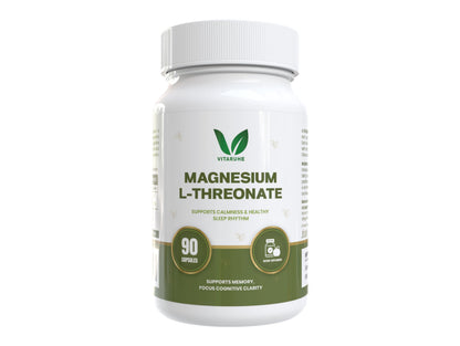 Vitaruhe® Magnesium L-Threonate | Advanced Magnesium for Brain Support, Focus & Memory | High Absorption Formula | 90 Veg Capsules