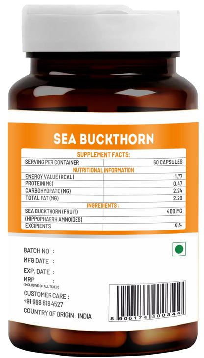 VitaWin Sea Buckthorn Capsules for Daily Wellness & Skin Nutrition – 500mg, 60 Veg Capsules