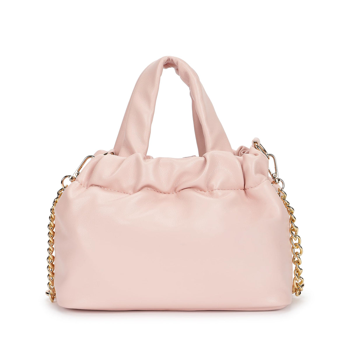 Fastrack Ruched Sling Bag for Women | Compact Faux Leather Crossbody with Detachable Chain Strap, Magnet Closure and Inner Pockets | Minimalist Everyday Sling for Casual and Evening Looks