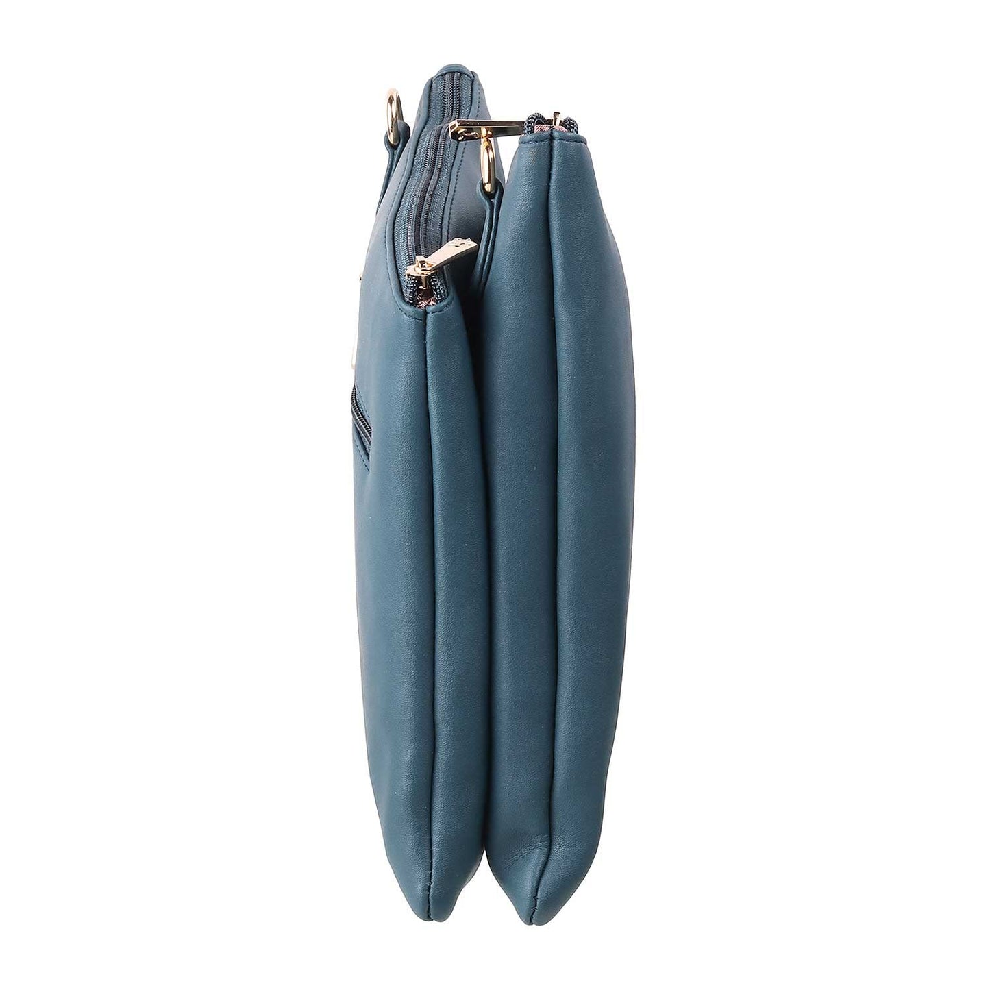 Mochi Blue Faux Leather Premium Zipper Casual Sling Bag For Women (66-7211)