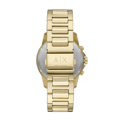 Armani Exchange Stainless Steel Analog Gray Dial Men Watch-Ax1721, Gold Band