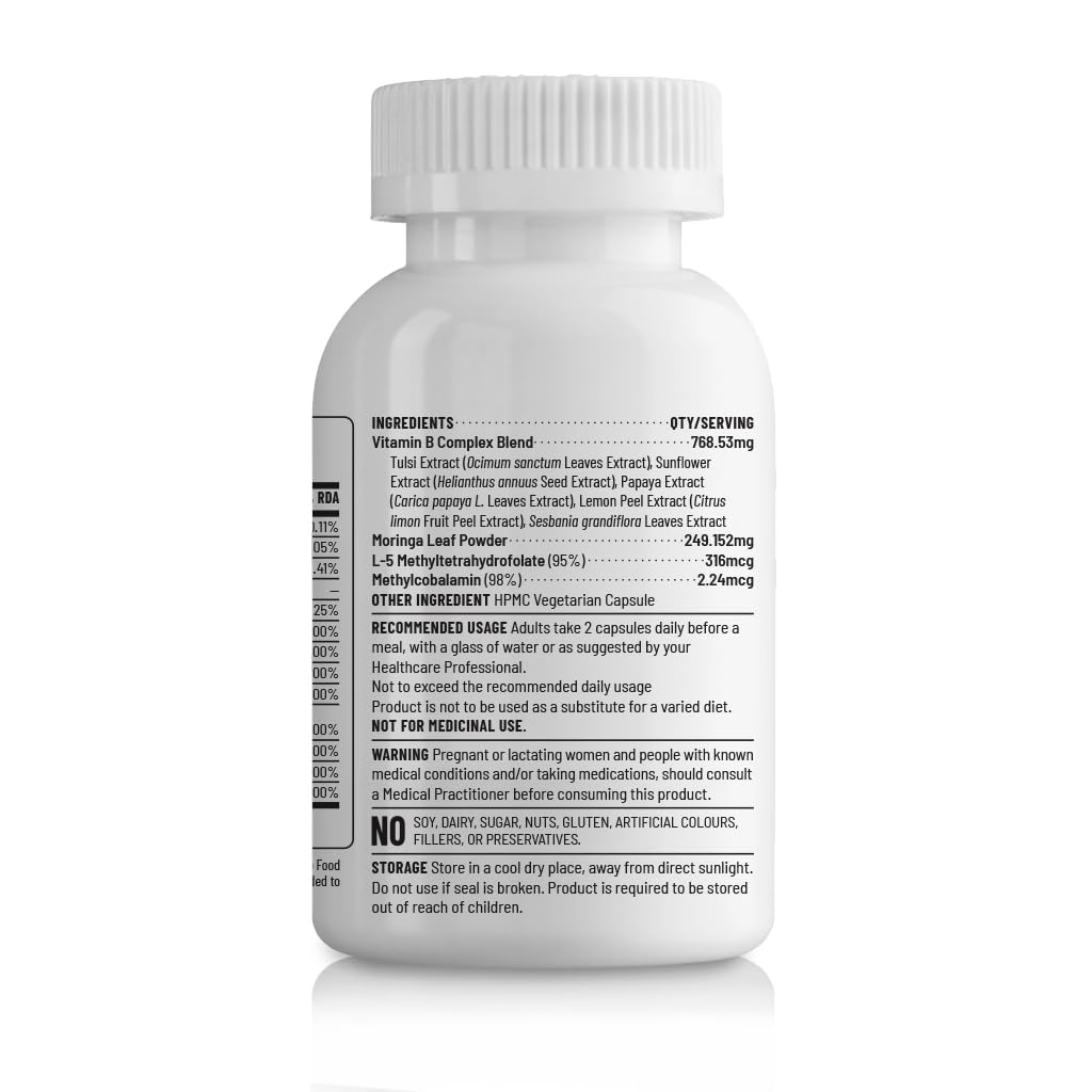 Unived Wholefood Natural B-Complex | Raw B-Vitamins | 100% Natural | One Month Supply