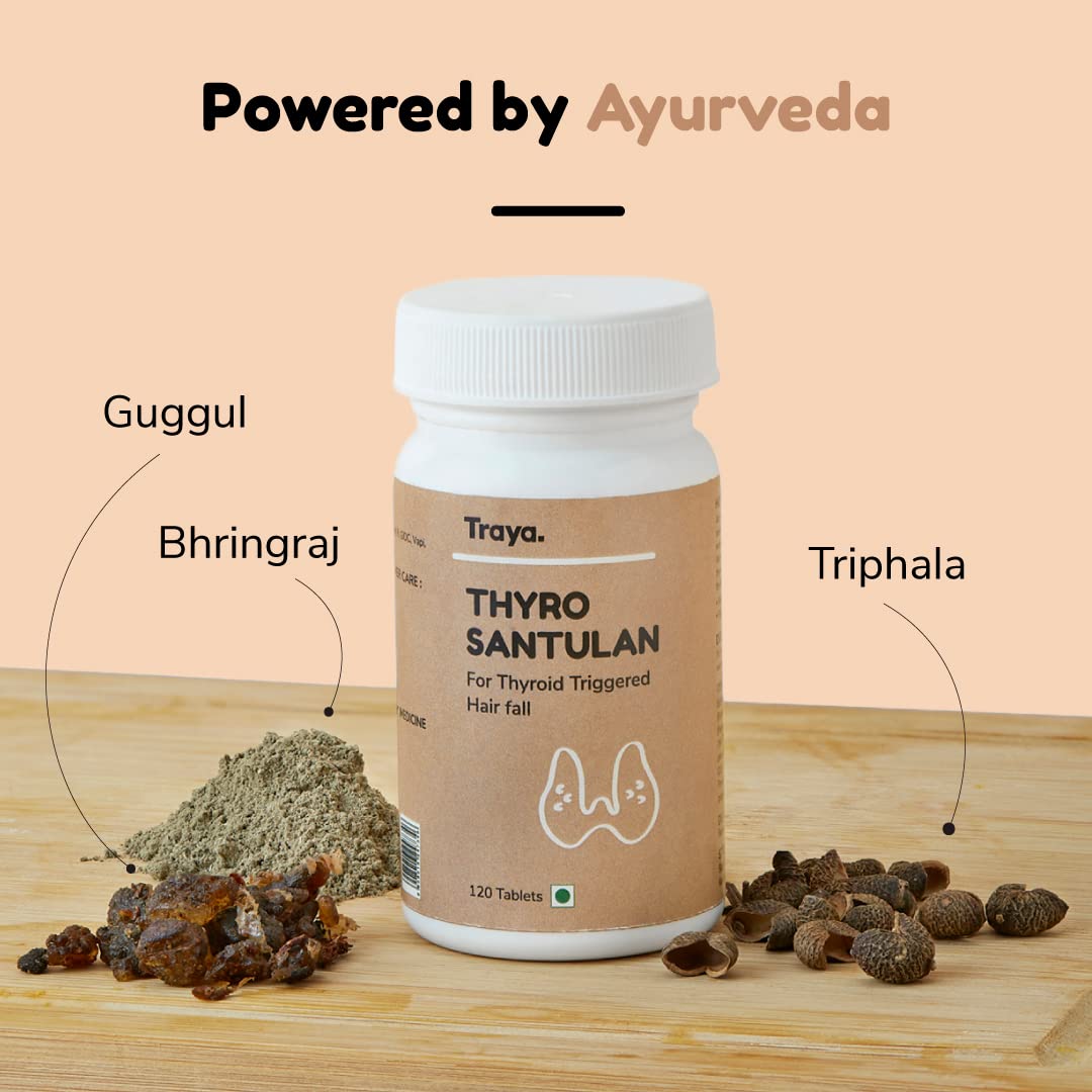 Traya Thyro Santulan- Ayurvedic Thyroid Supplements To Manage Thyroid Weight Loss | Boosts Metabolism, Hormonal Balance & Promotes Hair Growth | Consists of Bhringraj, Triphala, Guggulu | 120 Tablets