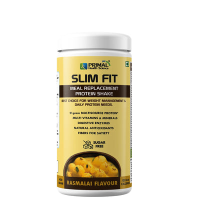 Primal Meal Replacement Protein Shake For Weight Control & Management | Sugar Free | Fiber | Digestive Enzymes | No Transfat | Vitamins & Minerala (400gm, Rasmalai)