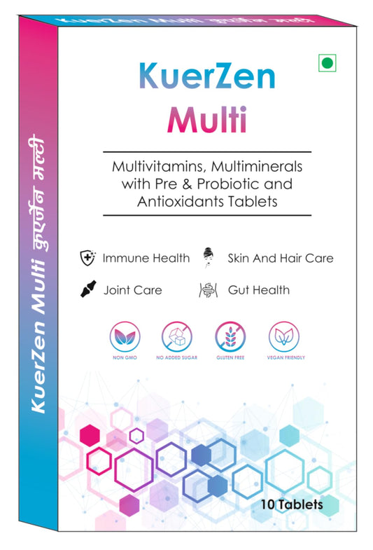 Kuerzen Multi Complete Multivitamin Tablets | Vitamins + Minerals + Pre & Probiotics + Antioxidant & Herb Blend + Joint & Skin-Hair Care | Daily Immunity, Gut Health & Cell Protection | Vegan, No Added Sugar | 10 Tablets