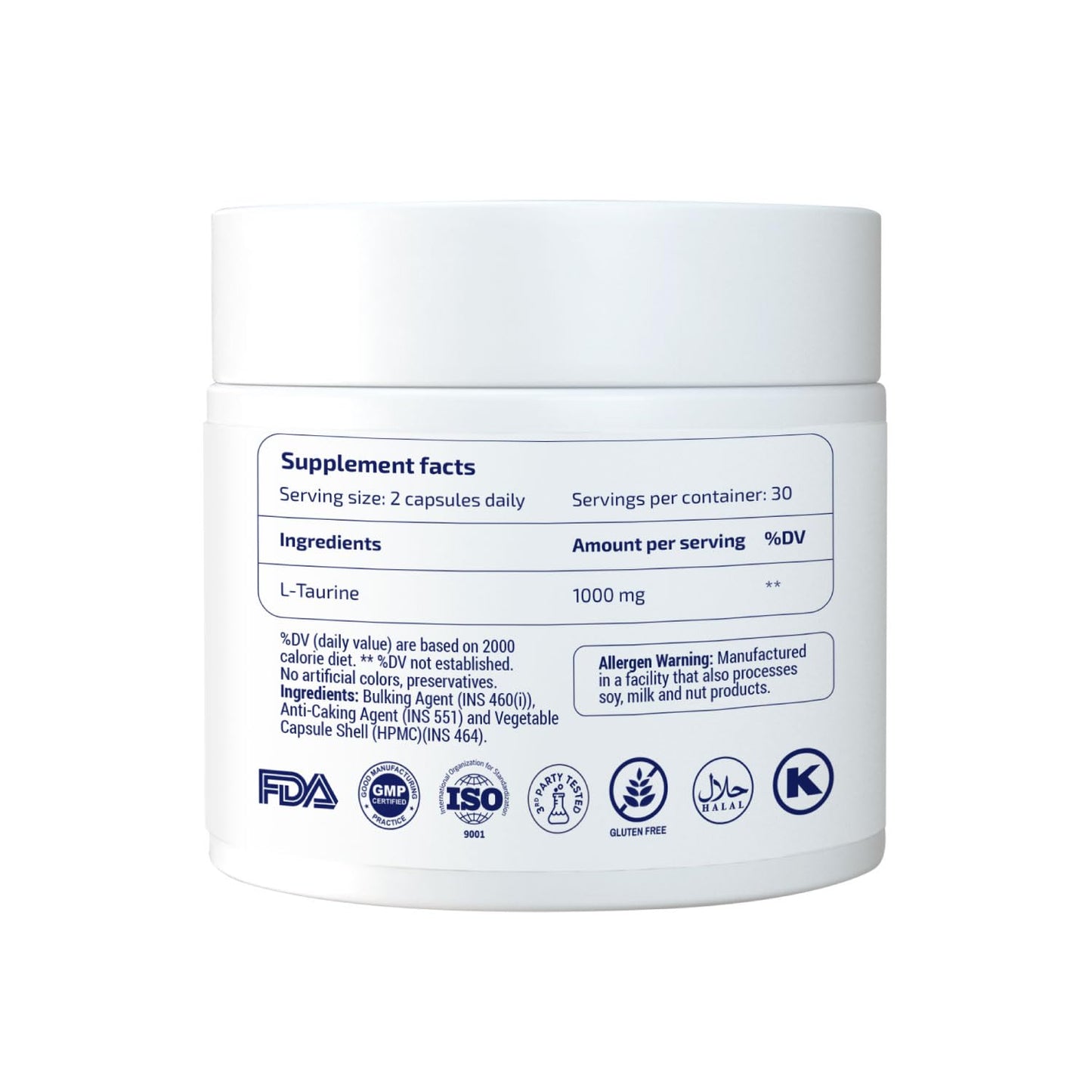 xLongevity L Taurine 1000 mg Supplement - 60 Veg Capsules for Men & Women | Lab-Tested, Muscle Recovery Support, Energy, Brain, Heart, Eye Health & Immunity - 2 tablets per day (500 mg each)