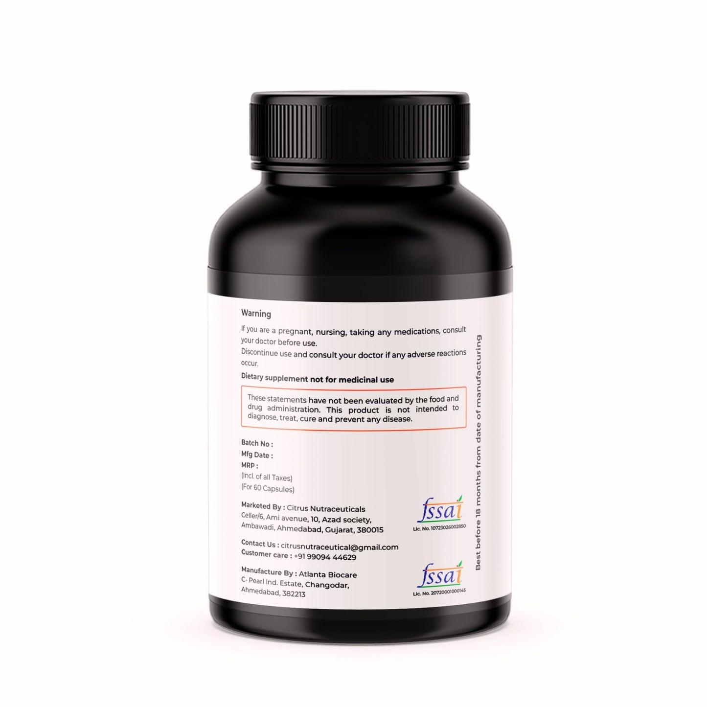 CITRUS NUTRACEUTICAL Activated Charcoal 250 mg Capsules – Natural Detox Supplement for Digestion & Gas Relief – 60 Veg Capsules