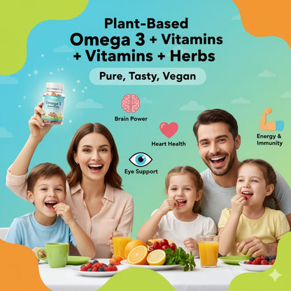 Veg Algal Omega 3 with Flaxseed Omega 3-6-9, Herbal Extracts & Essential Vitamins – Plant-Based DHA, Vegetarian Nutrition for Brain, Heart, Eye & Daily Wellness Support Pack of 4
