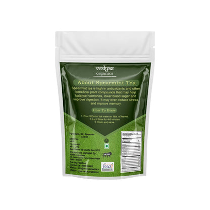 Vedyaz Organic Pure Spearmint Herbal Tea Leaves - 50gm - 100% Natural, Rich in antioxidants for PCOD/PCOS, Hormonal imbalance, unwanted facial hair, Acne and Immunity Boosting