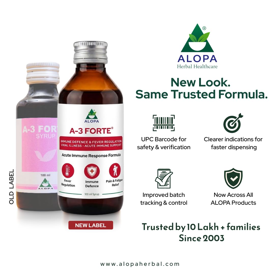 Alopa A3 Forte: 100 ml Syrup – Natural Shield Against Viral Fevers & Secondary Infections, Boosts Immunity, Vitality & Appetite