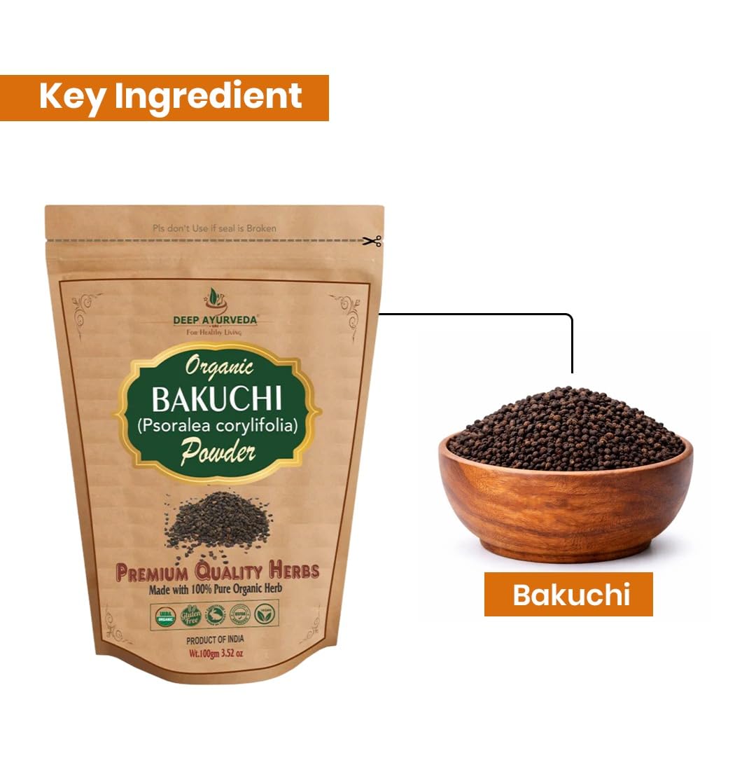 Organic Bakuchi Powder | Pure Psoralea Corylifolia | Ayurvedic Herbal Skin & Hair Care | Natural Plant-Based Herbal Supplement