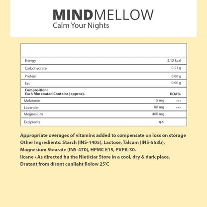 Praanaa Health Care MindMellow | Sleep Support and Stress Relief Supplement with Melatonin Ashwagandha L-Theanine | Doctor Formulated Relaxation Tablets (100 Count)
