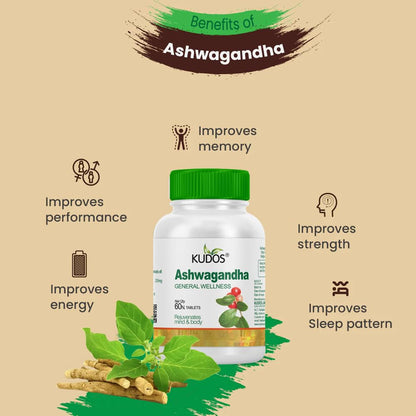 Kudos Ashwagandha Tablets - 60 Tablets